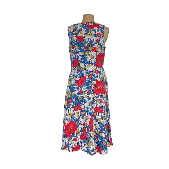 Boden Red and Blue V-Neck Midi Sundress - Picture 2 of 3
